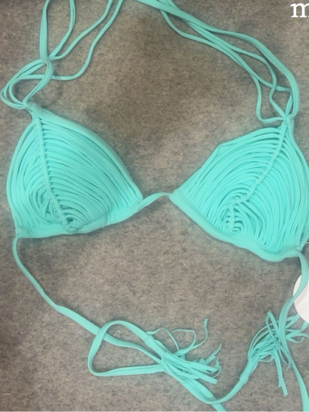 PQ Swim Aqua Macramé String Triangle Bikini Top